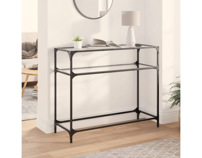 Sonata H Конзолна маса с прозрачен стъклен плот 98x35x81 см стомана