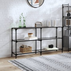 Sonata H Конзолна маса с прозрачен стъклен плот 158,5x30x81 см стомана - Măsuțe de living