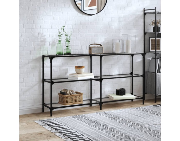Sonata H Конзолна маса с прозрачен стъклен плот 158,5x30x81 см стомана