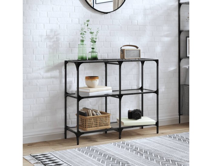 Sonata H Конзолна маса с прозрачен стъклен плот 98x30x81 см стомана