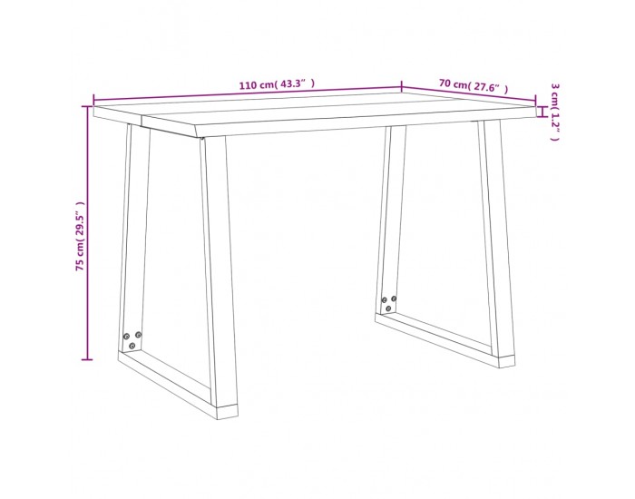 Sonata H Трапезна маса с жив ръб 110x70x75 см масивна акация