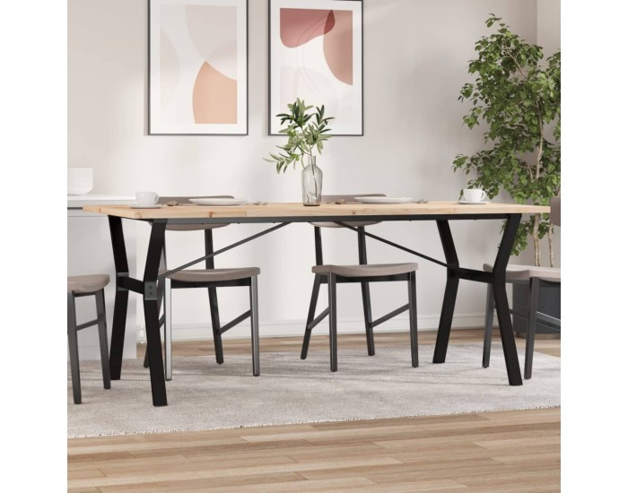 Sonata H Трапезна маса Y-образна рамка 180x90x75,5 см бор масив и чугун