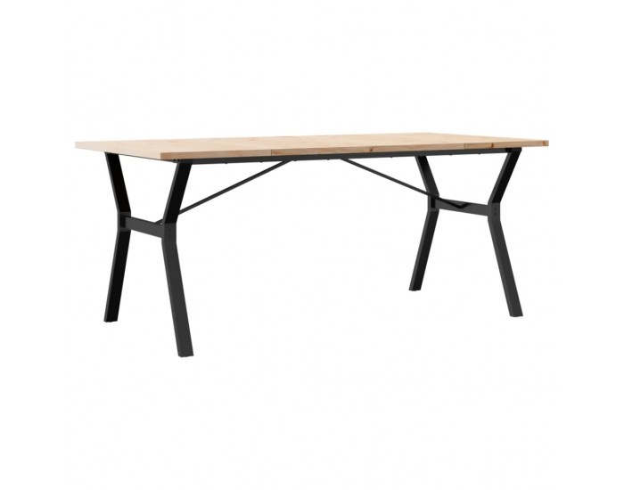 Sonata H Трапезна маса Y-образна рамка 180x90x75,5 см бор масив и чугун