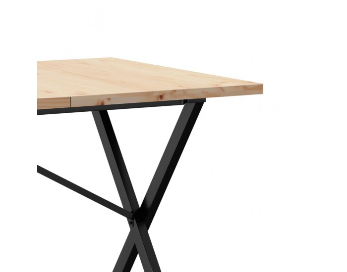 Sonata H Трапезна маса X-образна рамка 160x80x75,5 см бор масив и чугун