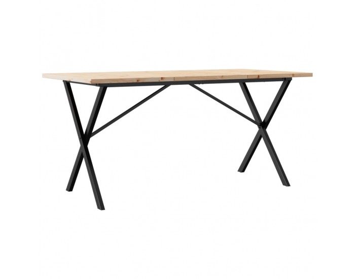 Sonata H Трапезна маса X-образна рамка 160x80x75,5 см бор масив и чугун