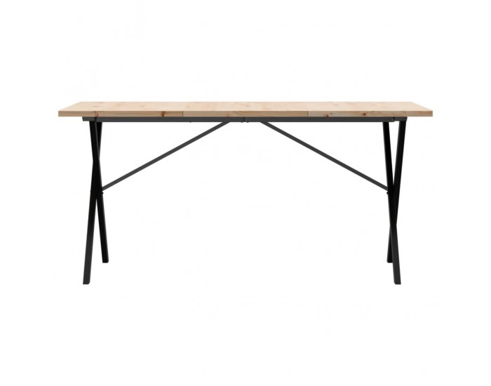 Sonata H Трапезна маса X-образна рамка 160x80x75,5 см бор масив и чугун
