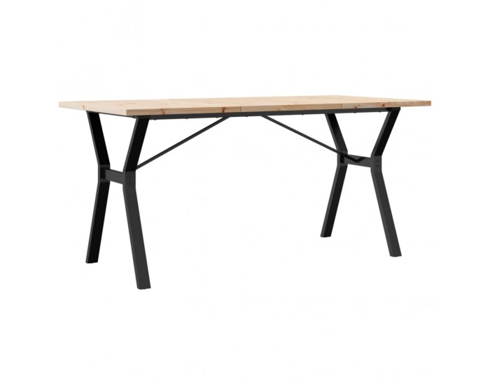 Sonata H Трапезна маса Y-образна рамка 140x80x75,5 см бор масив и чугун