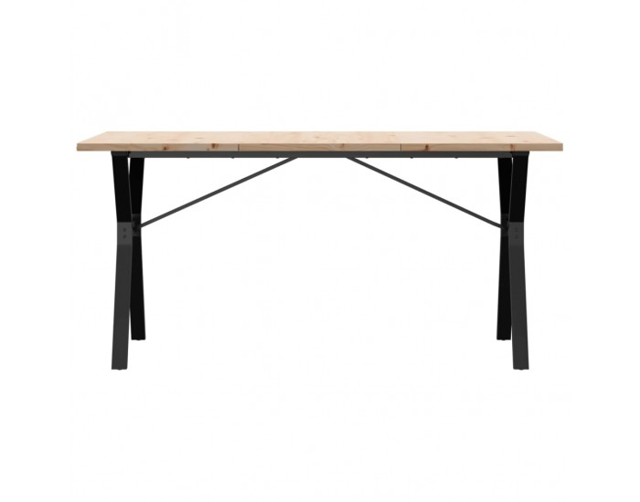 Sonata H Трапезна маса Y-образна рамка 140x80x75,5 см бор масив и чугун