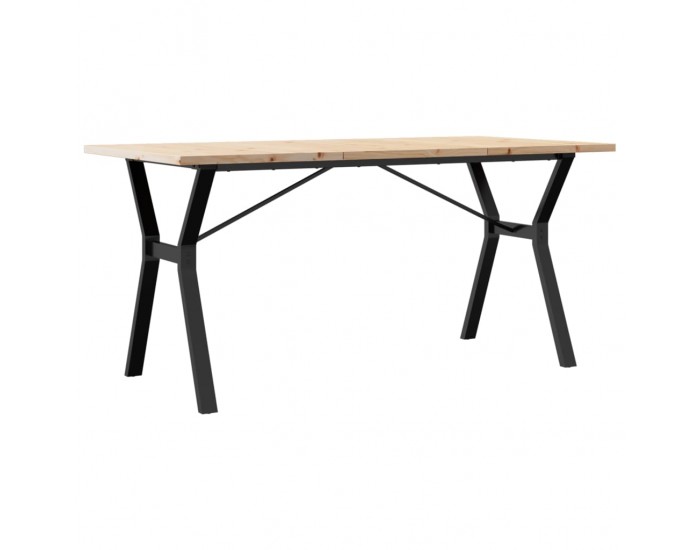Sonata H Трапезна маса Y-образна рамка 140x80x75,5 см бор масив и чугун