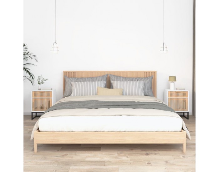 Sonata H Нощни шкафчета 2 бр бели 40x30x55,5 см инженерно дърво и желязо