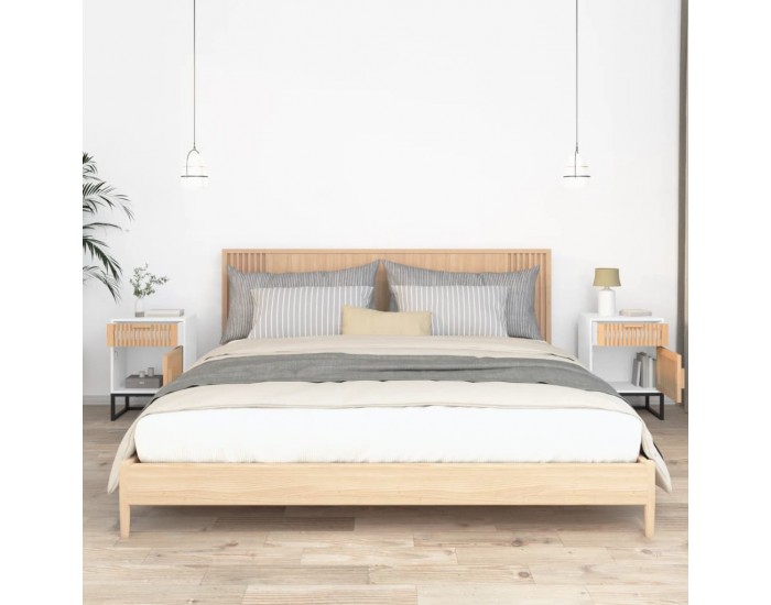 Sonata H Нощни шкафчета 2 бр бели 40x30x55,5 см инженерно дърво и желязо