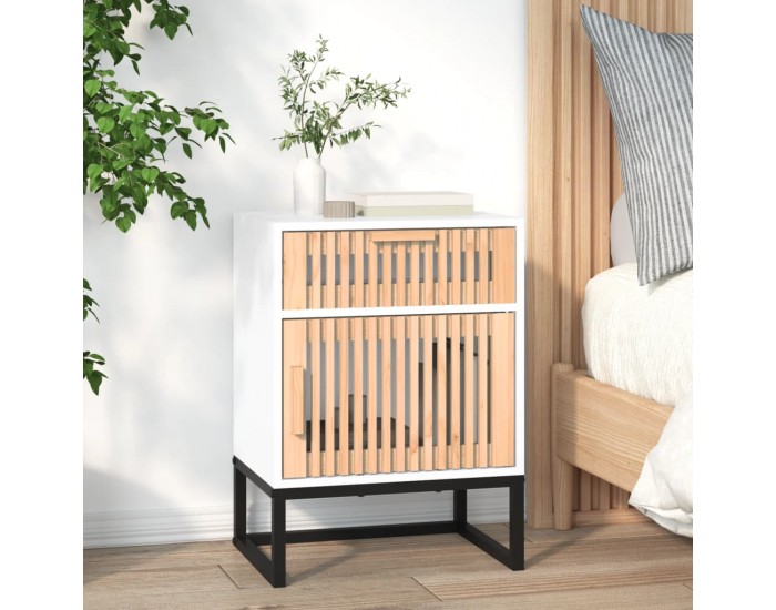 Sonata H Нощни шкафчета 2 бр бели 40x30x55,5 см инженерно дърво и желязо