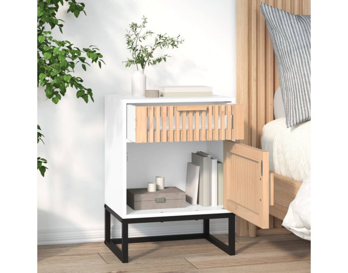 Sonata H Нощни шкафчета 2 бр бели 40x30x55,5 см инженерно дърво и желязо