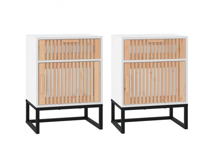 Sonata H Нощни шкафчета 2 бр бели 40x30x55,5 см инженерно дърво и желязо