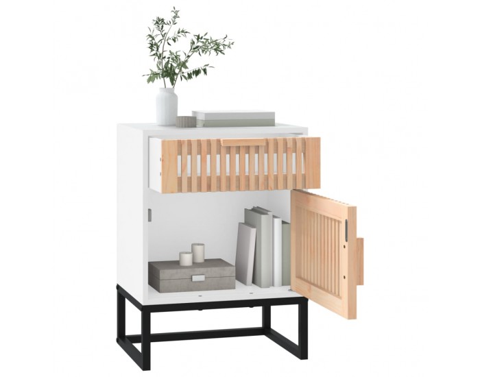 Sonata H Нощни шкафчета 2 бр бели 40x30x55,5 см инженерно дърво и желязо