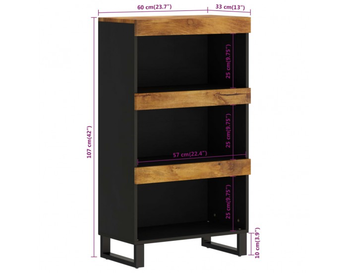 Sonata H Страничен шкаф 60x33x107 см манго масивно дърво