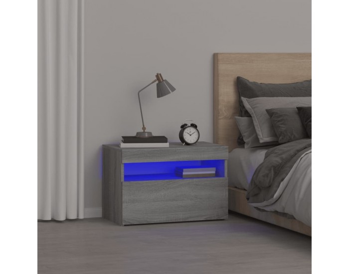 Sonata H Нощно шкафче с LED осветление, сив сонома, 60x35x40 см