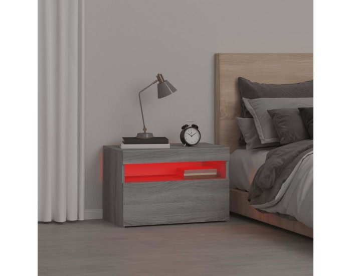 Sonata H Нощно шкафче с LED осветление, сив сонома, 60x35x40 см