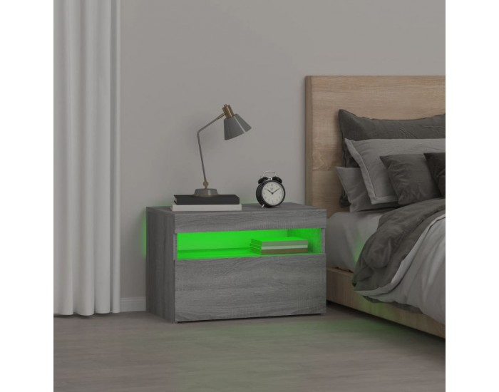 Sonata H Нощно шкафче с LED осветление, сив сонома, 60x35x40 см