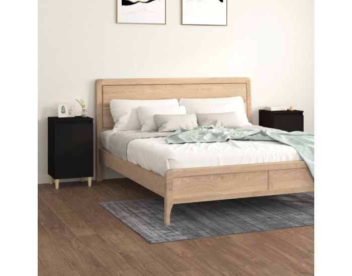 Sonata Noptiere, 2 buc, negru, 40x35x70 cm, lemn prelucrat