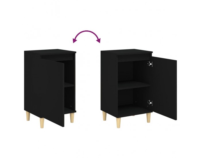 Sonata Noptiere, 2 buc, negru, 40x35x70 cm, lemn prelucrat