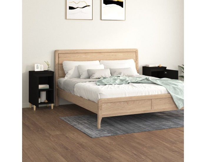 Sonata Noptiere, 2 buc, negru, 40x35x70 cm, lemn prelucrat