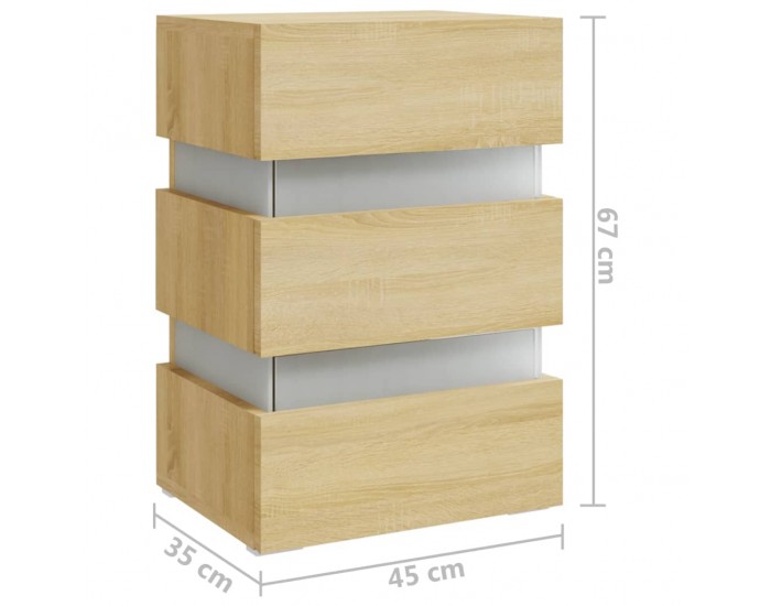 Sonata H Нощно шкафче с LED, сонома дъб, 45x35x67 см, инженерно дърво