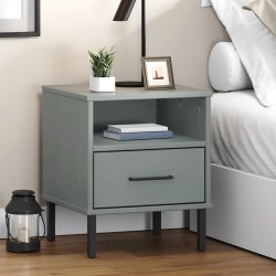 Sonata H Нощно шкафче с метални крака сив бор масив OSLO - Noptiere