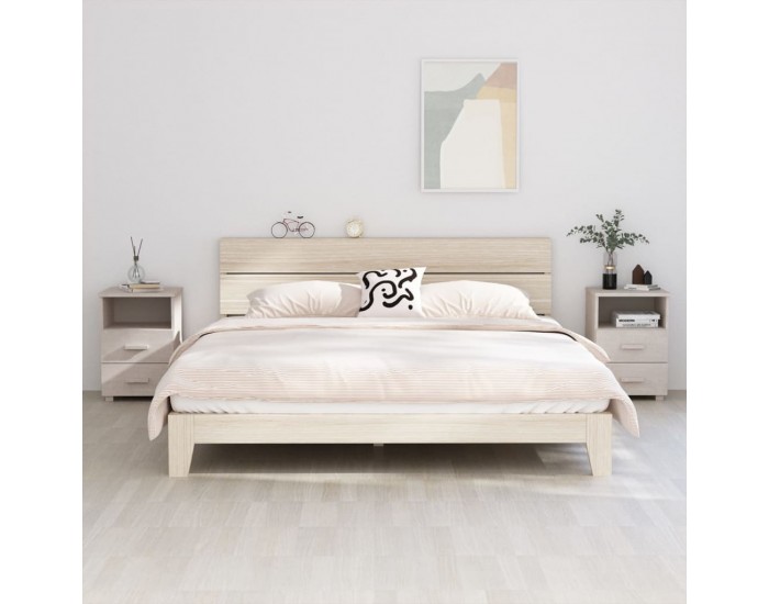 Sonata H Нощни шкафчета HAMAR, 2 бр, бели, 40x35x62 см, бор масив