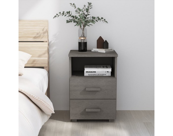 Sonata H Нощно шкафче HAMAR, светлосиво, 40x35x62 см, борово дърво масив