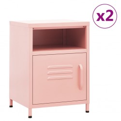 Sonata H Нощни шкафчета, 2 бр, розови, 35х35х51 см, стомана - Noptiere