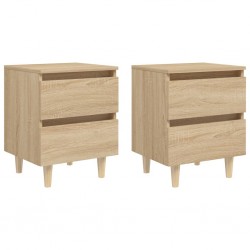 Sonata H Нощни шкафчета с крака от бор масив 2 бр дъб сонома 40x35x50 см - Noptiere