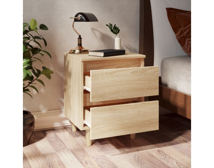 Sonata H Нощни шкафчета с крака от бор масив 2 бр дъб сонома 40x35x50 см
