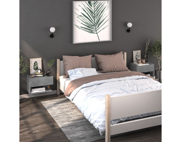 Sonata Noptiere de perete cu montaj pe perete, 2 buc., gri beton