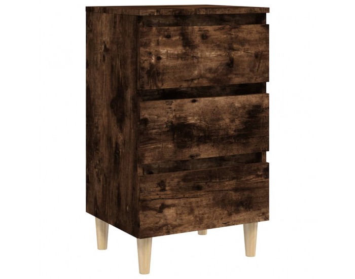 Sonata H Нощни шкафчета крака масивно дърво 2 бр опушен дъб 40x35x69 см