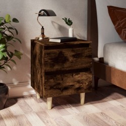 Sonata H Нощни шкафчета с крака дървен масив 2 бр опушен дъб 40x35x50 см - Noptiere