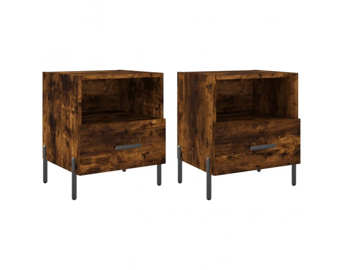 Sonata H Нощни шкафчета 2 бр опушен дъб 40x35x47,5 см инженерно дърво
