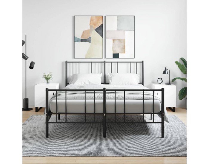 Sonata H Нощни шкафчета 2 бр бял гланц 40x40x50 см инженерно дърво