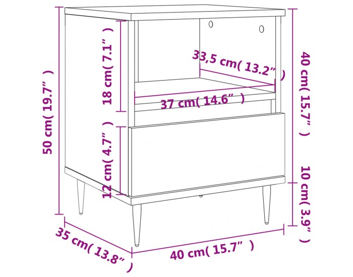 Sonata H Нощни шкафчета 2 бр бетонно сив 40x35x50 см инженерна дървесина