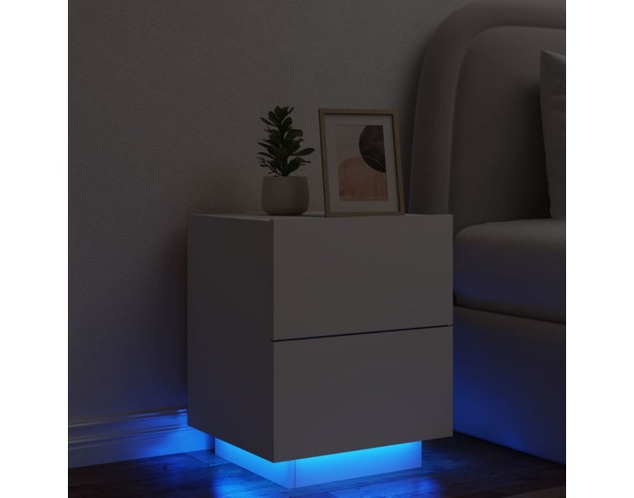 Sonata H Нощно шкафче с LED осветление, бяло, инженерно дърво