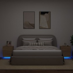 Sonata H Нощни шкафчета с LED, 2 бр, сонома дъб, инженерно дърво - Noptiere