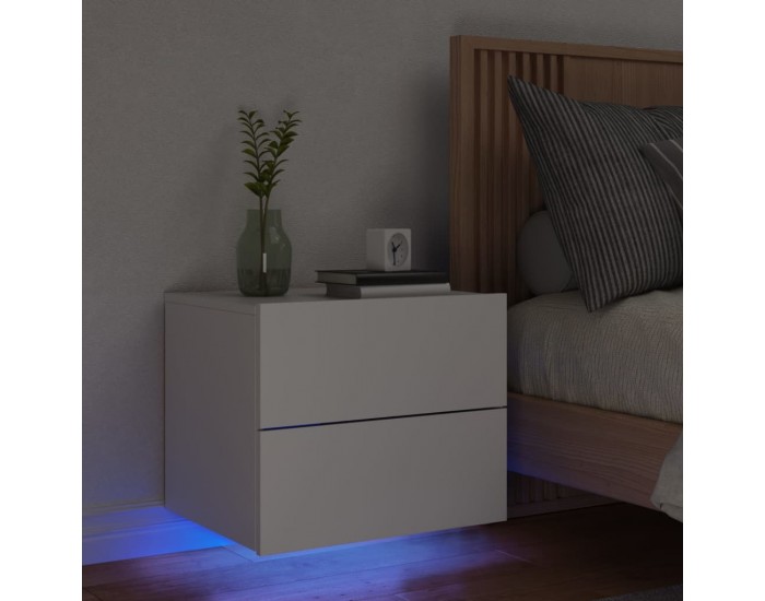 Sonata H Нощно шкафче за стена с LED осветление, бяло