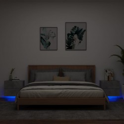 Sonata H Нощни шкафчета за стена с LED осветление, 2 бр, бетонно сиви - Noptiere