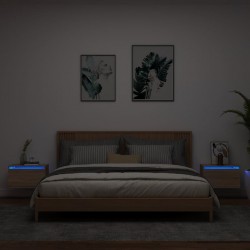 Sonata H Нощни шкафчета за стена с LED осветление, 2 бр, сонома дъб - Noptiere