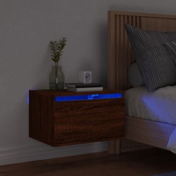 Sonata H Нощно шкафче за стена с LED осветление, кафяв дъб - Noptiere