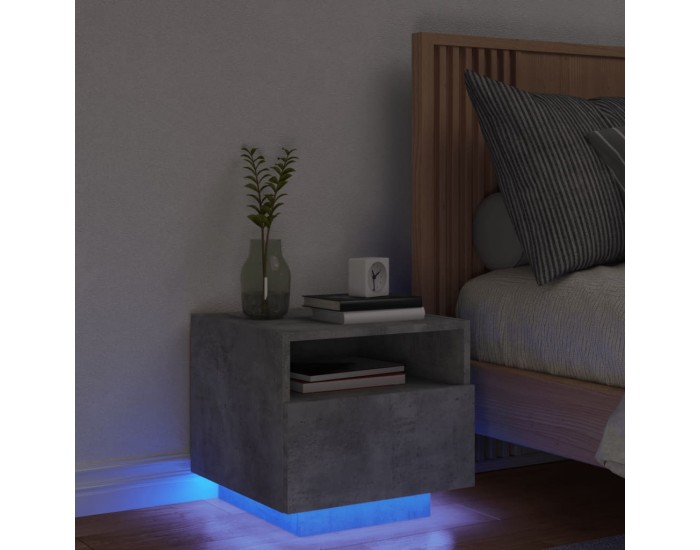 Sonata H Нощно шкафче с LED осветление, бетонно сив, 40x39x37 см