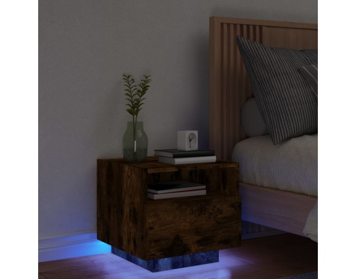 Sonata H Нощно шкафче с LED осветление, опушен дъб, 40x39x37 см