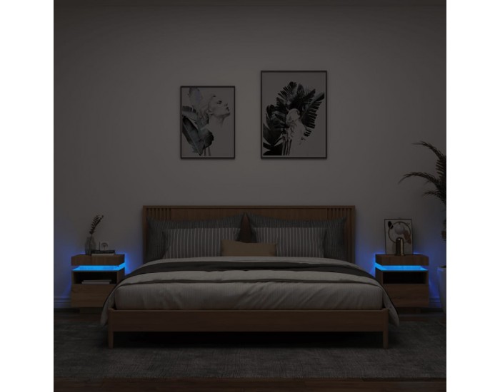Sonata H Нощни шкафчета с LED осветление, 2 бр, сонома дъб, 40x39x48,5см