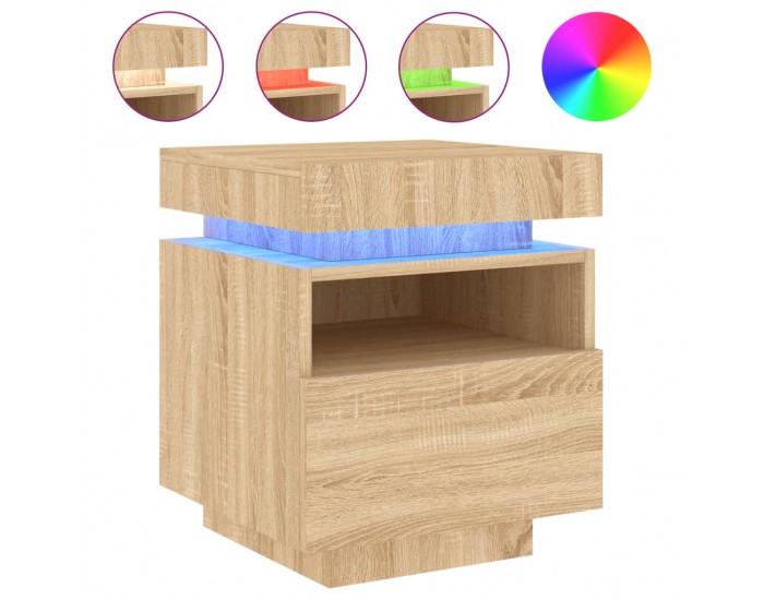 Sonata H Нощни шкафчета с LED осветление, 2 бр, сонома дъб, 40x39x48,5см