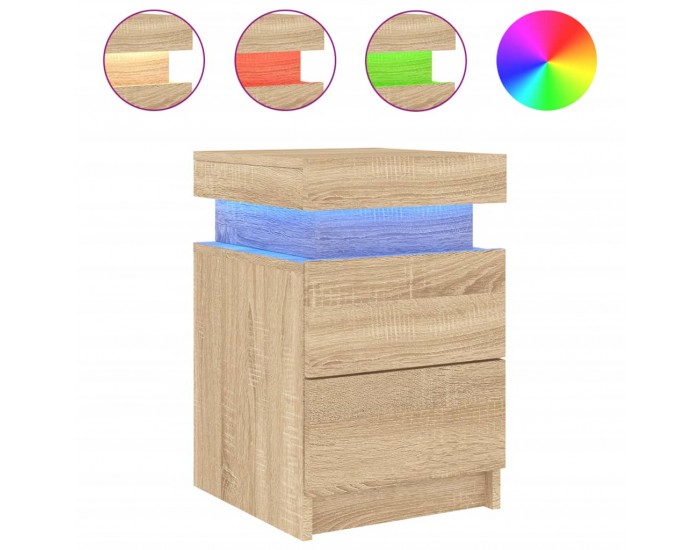 Sonata H Нощни шкафчета с LED осветление, 2 бр, сонома дъб, 35x39x55 см